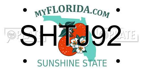 SHTJ92 Florida License Plate