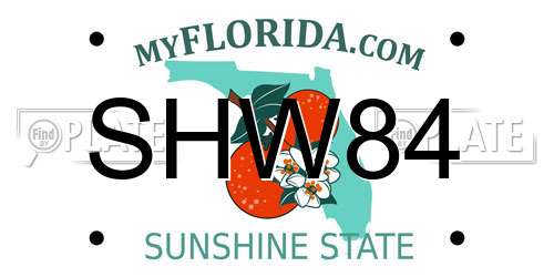 SHW84 Florida License Plate
