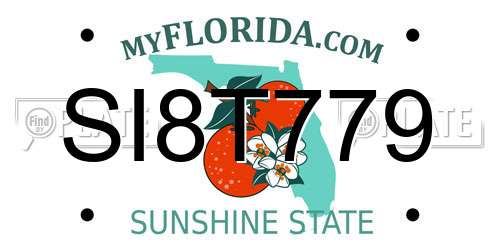 SI8T779 Florida License Plate