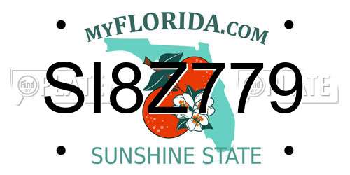 SI8Z779 Florida License Plate