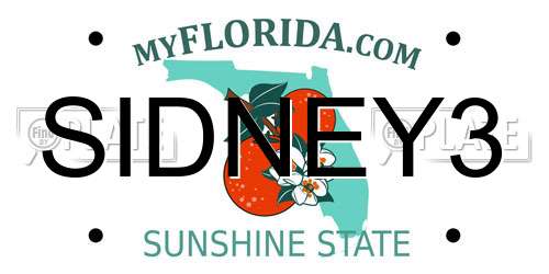 SIDNEY3 Florida License Plate