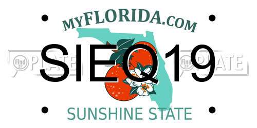 SIEQ19 Florida License Plate