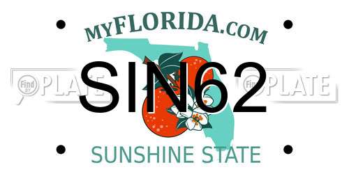 SIN62 Florida License Plate