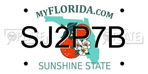 SJ2P7B Florida License Plate