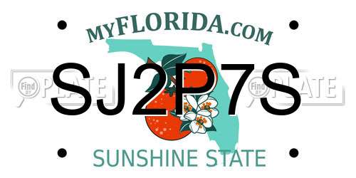 SJ2P7S Florida License Plate
