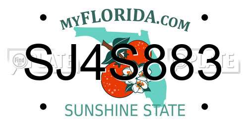 SJ4S883 Florida License Plate