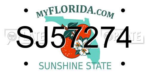 SJ57274 Florida License Plate