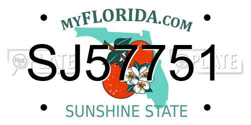 SJ57751 Florida License Plate