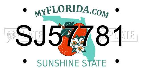 SJ57781 Florida License Plate