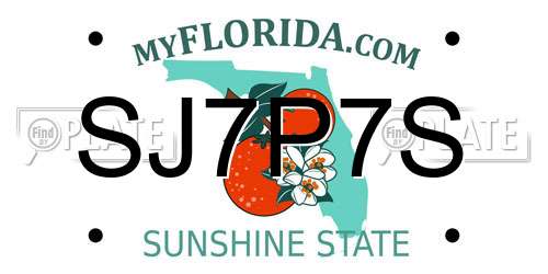 SJ7P7S Florida License Plate