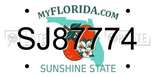 SJ87774 Florida License Plate