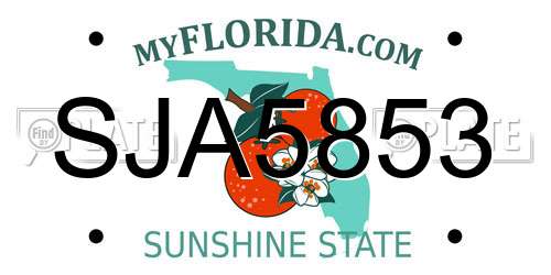 SJA5853 Florida License Plate