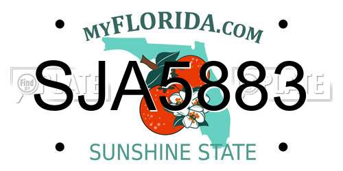 SJA5883 Florida License Plate