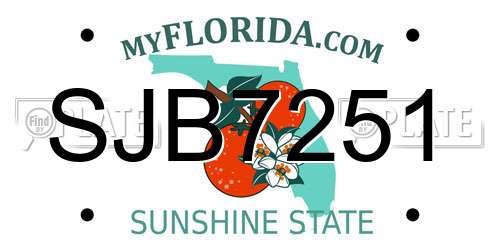 SJB7251 Florida License Plate