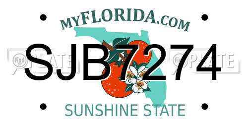SJB7274 Florida License Plate
