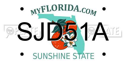 SJD51A Florida License Plate