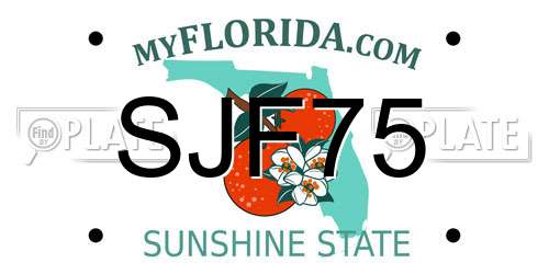 SJF75 Florida License Plate