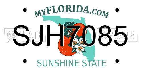 SJH7085 Florida License Plate
