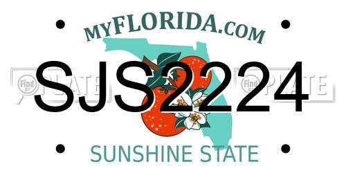 SJS2224 Florida License Plate