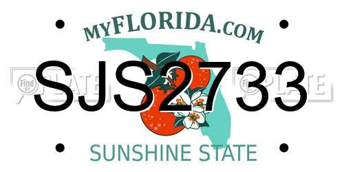 SJS2733 Florida License Plate