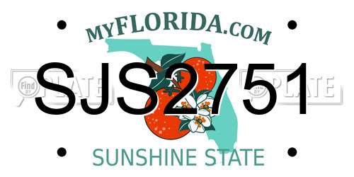 SJS2751 Florida License Plate