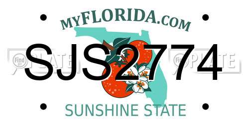 SJS2774 Florida License Plate