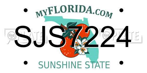 SJS7224 Florida License Plate
