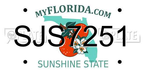 SJS7251 Florida License Plate