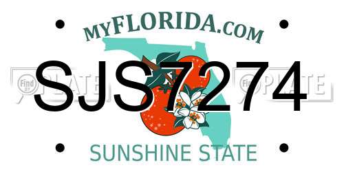 SJS7274 Florida License Plate