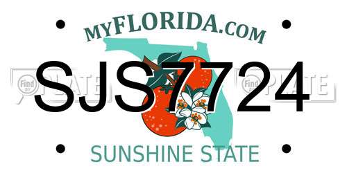 SJS7724 Florida License Plate