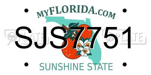 SJS7751 Florida License Plate