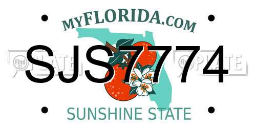 SJS7774 Florida License Plate