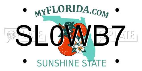 SL0WB7 Florida License Plate