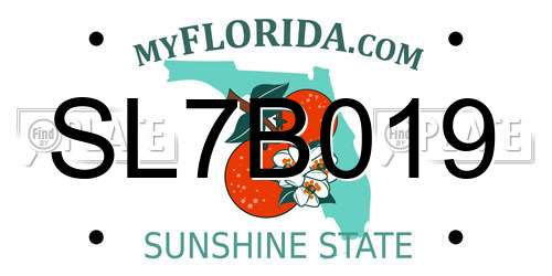 SL7B019 Florida License Plate
