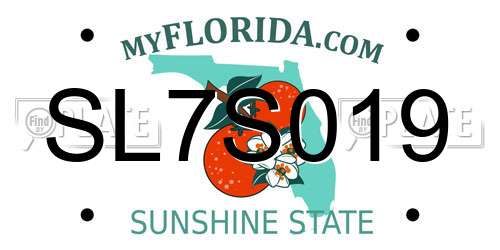 SL7S019 Florida License Plate