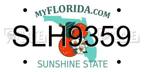 SLH9359 Florida License Plate