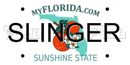 SLINGER Florida License Plate