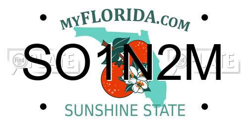 SO1N2M Florida License Plate