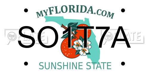 SO1T7A Florida License Plate