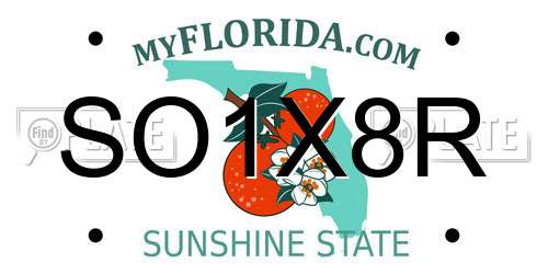 SO1X8R Florida License Plate