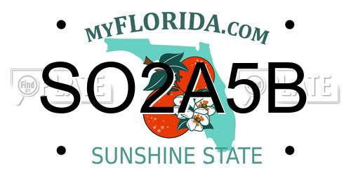 SO2A5B Florida License Plate