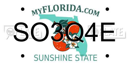 SO3Q4E Florida License Plate