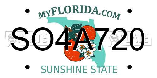 SO4A720 Florida License Plate