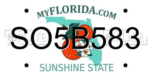 SO5B583 Florida License Plate