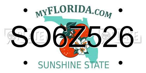 SO6Z526 Florida License Plate