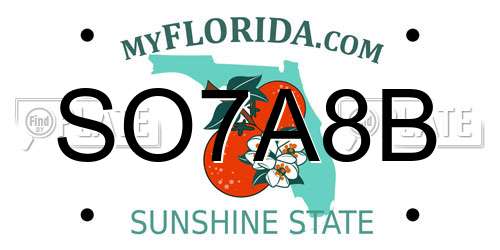 SO7A8B Florida License Plate