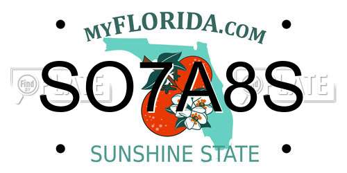 SO7A8S Florida License Plate