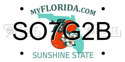 SO7G2B Florida License Plate