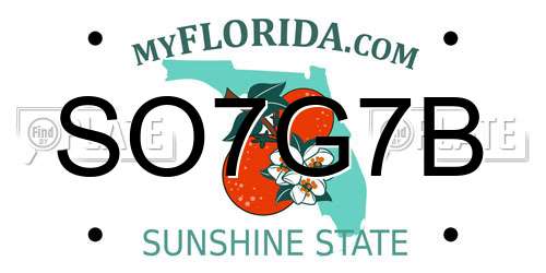 SO7G7B Florida License Plate