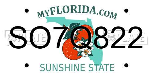 SO7Q822 Florida License Plate